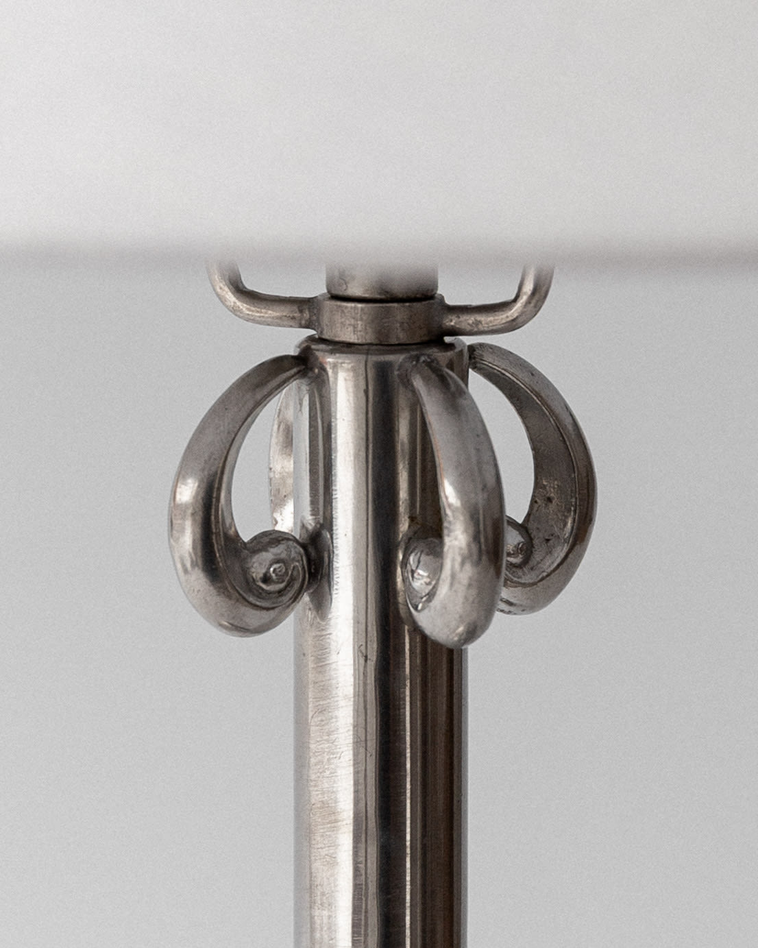 Art Deco Pewter Table Lamp by Celestine Andersson, 1930, Sweden — close-up of decorative pewter base
