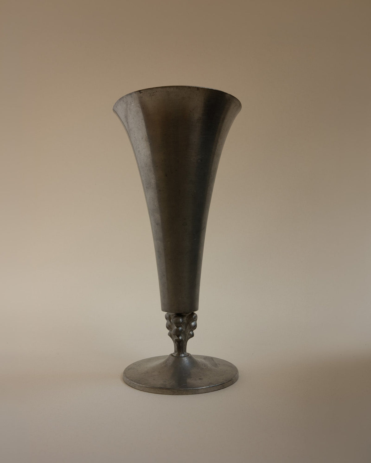 1935 GAB Tenn Swedish Grace Pewter Trumpet Vase with Sculpted Acanthus Stem — lifestyle setting
