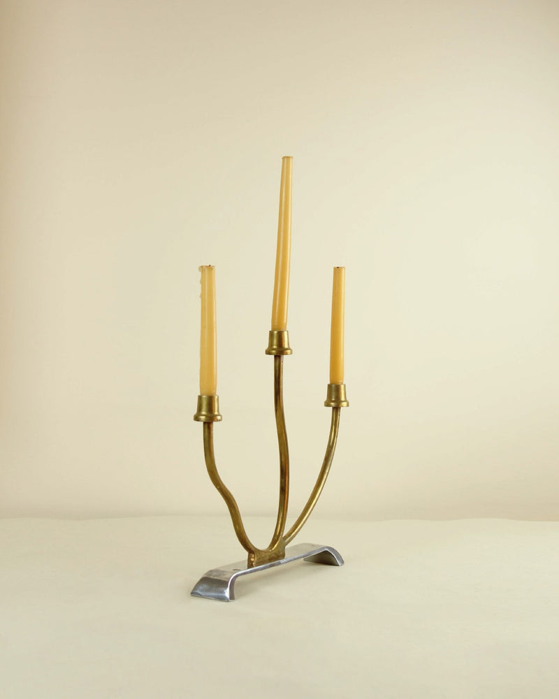 Brutalist Candleholder by Boga Avante Shop | The Oblist — brass and silver metal