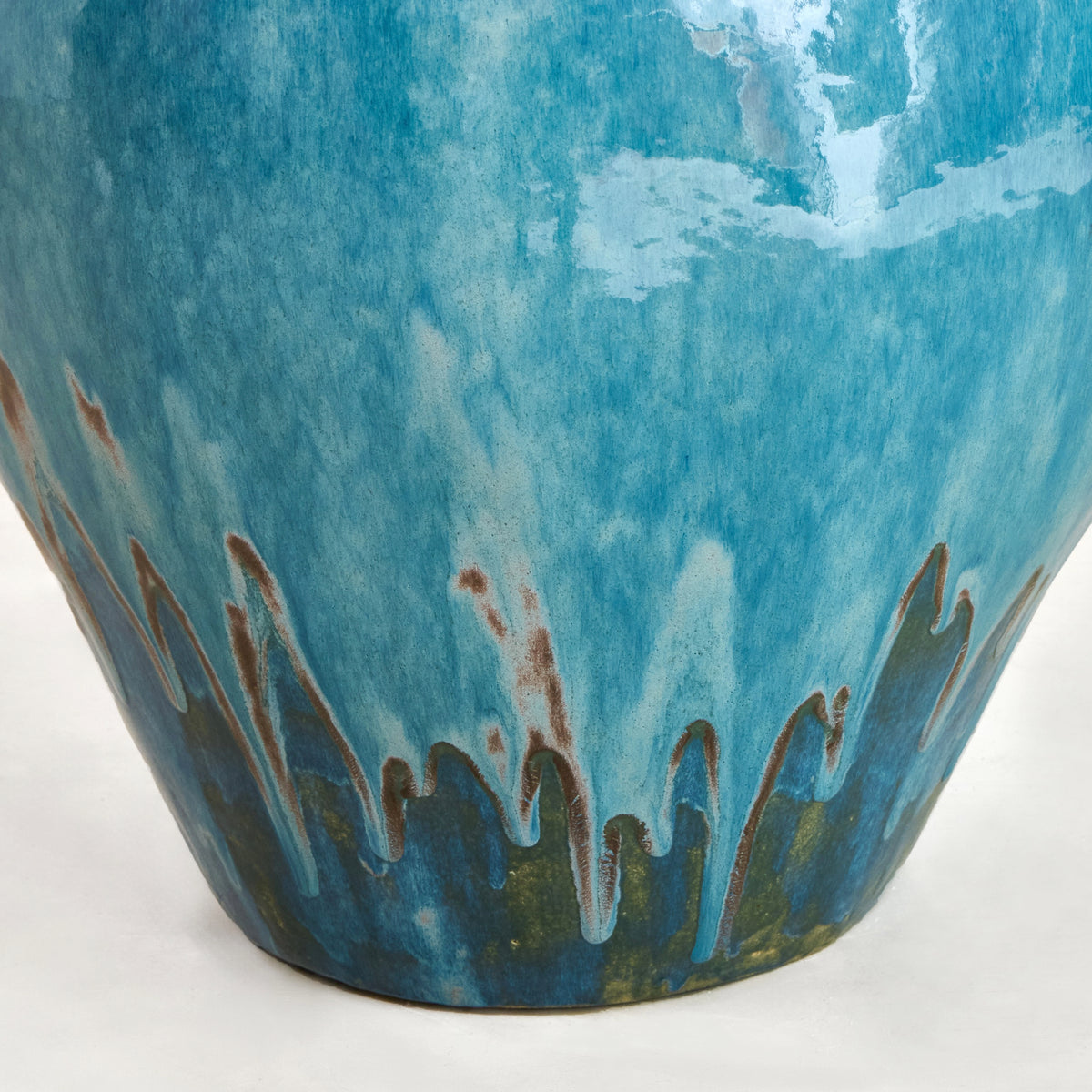 Ceramic Side Table (medium) — close-up of glossy blue glaze texture