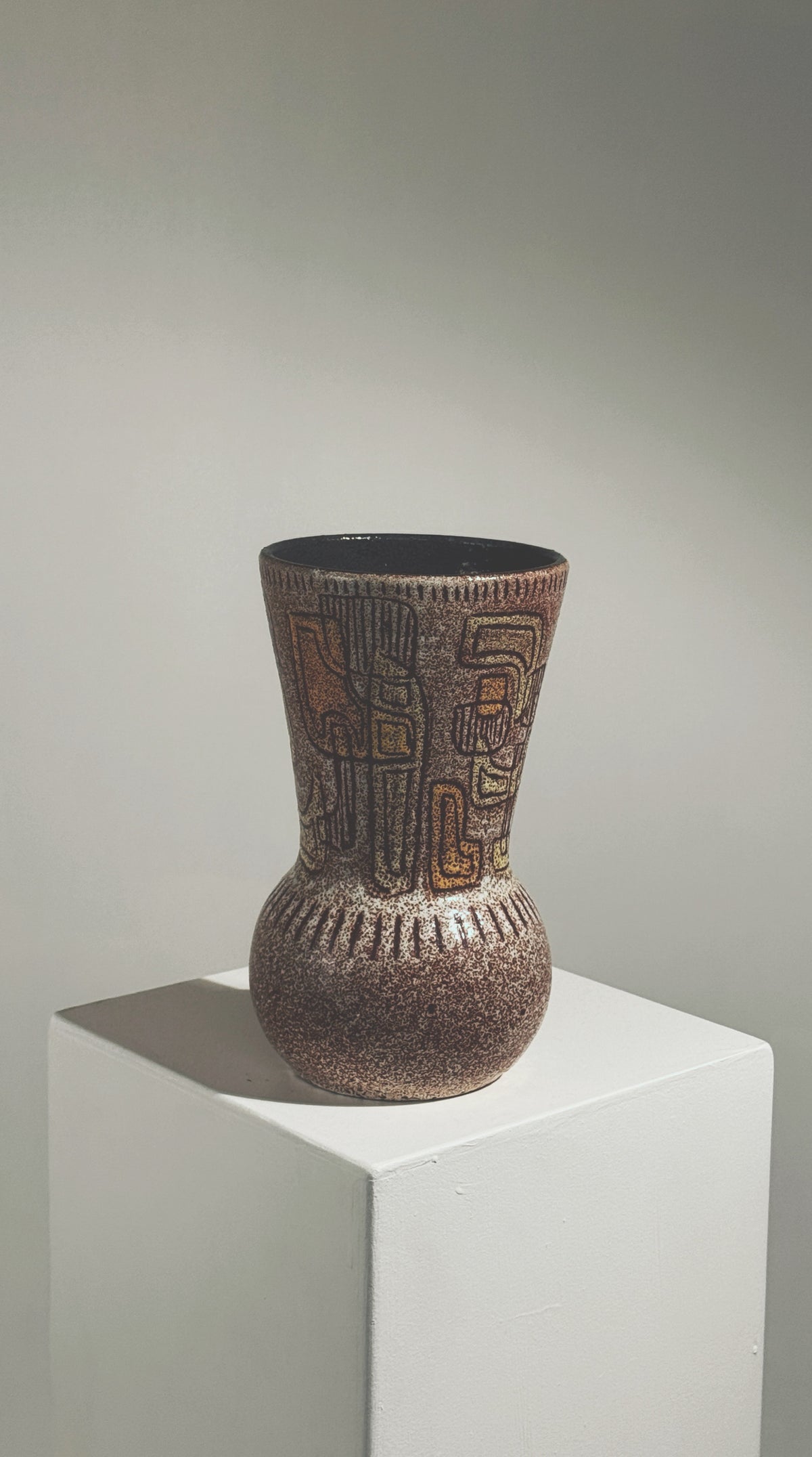French ceramic vase with geometric motifs by Accolay Potters 1960s