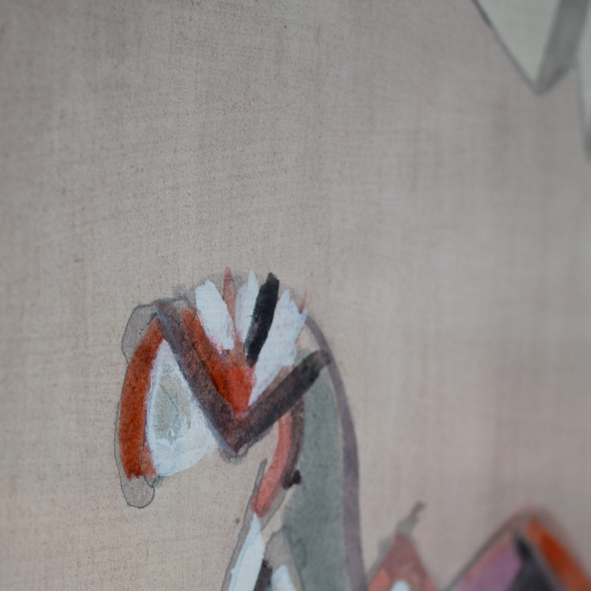 Mid Century Italian Work on Paper, 1977 — close-up of colorful abstract drawing