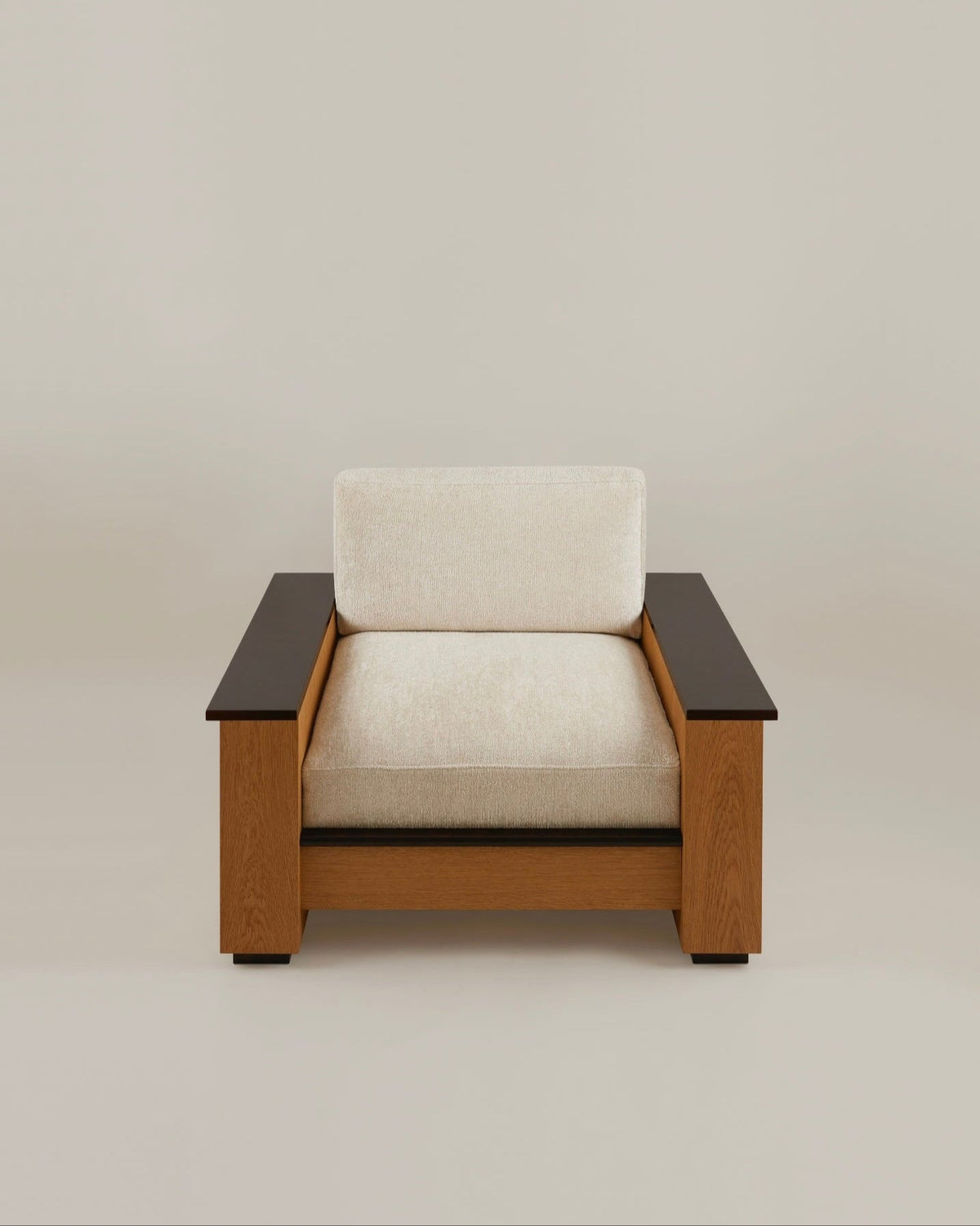 Le Capitaine Arm Chair by HAUVETTE & MADANI | The Oblist — wood frame, cream upholstery