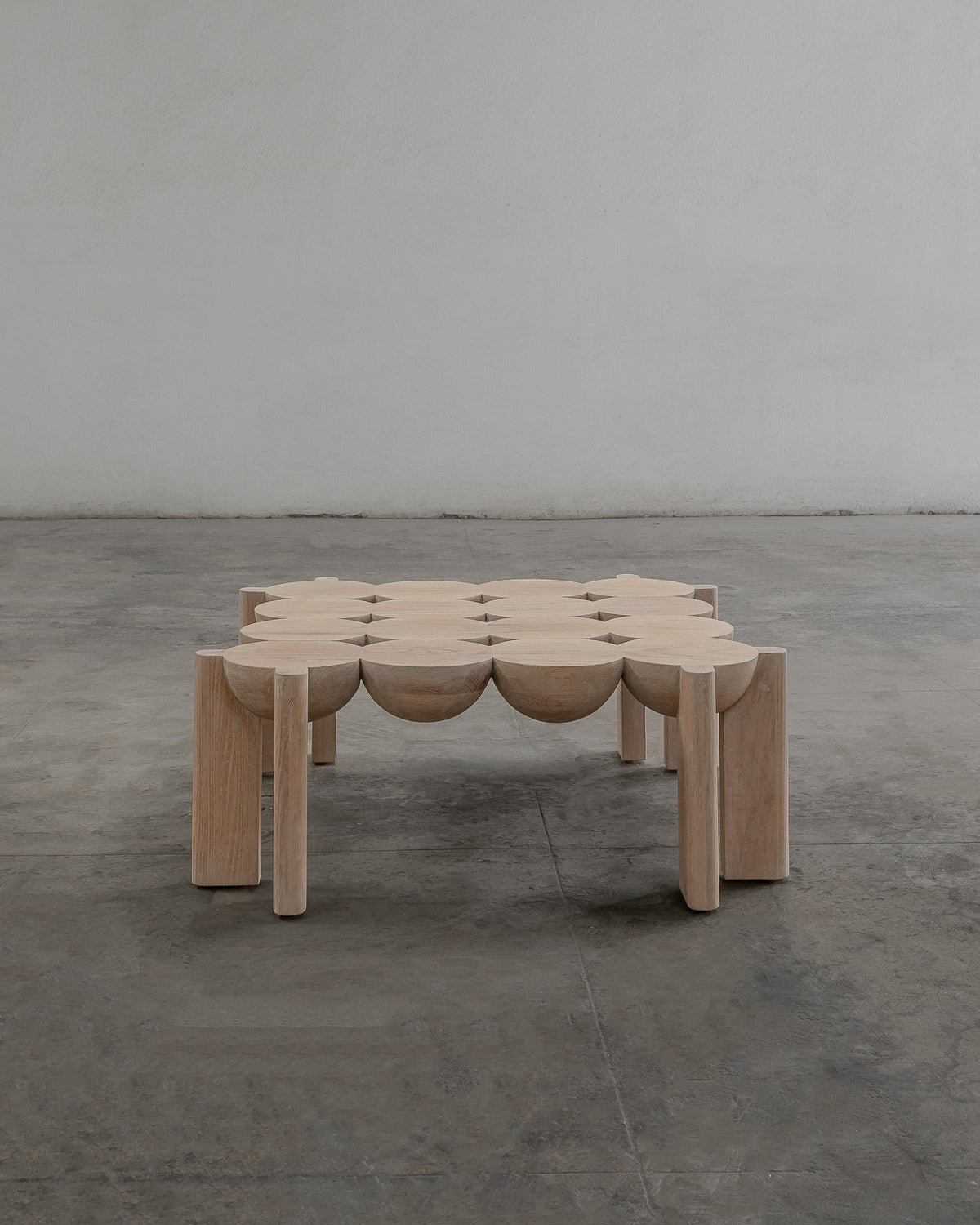 Solid Oak Coffee Table - BLEO Series by Daniel Couttolenc, Cream Wash Finish by Daniel Couttolenc | The Oblist