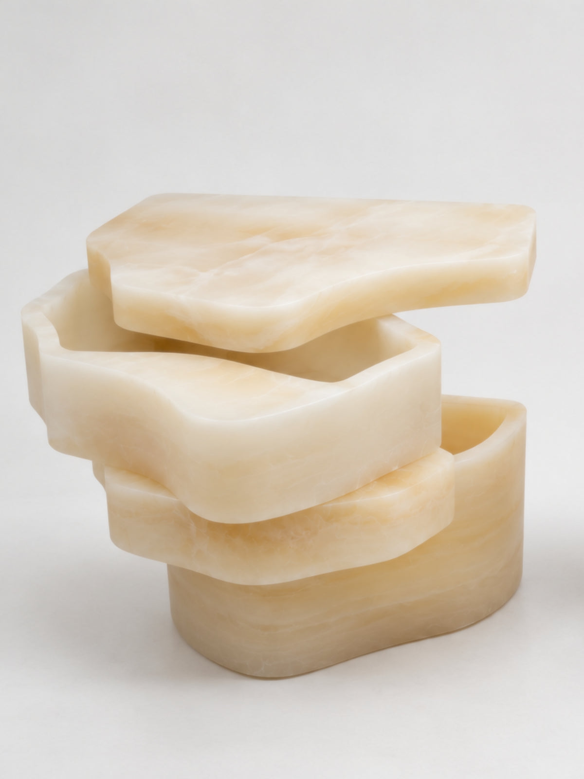 White Moth Nightstand / Side Table in White Onyx Marble by Panorammma — variant detail