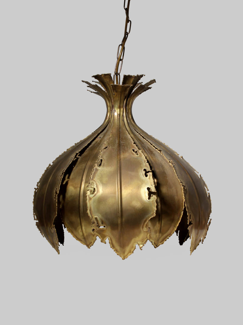 Svend Aage Holm Sørensen "Onion" Brass Ceiling Lamp, 1960s, Denmark by Vintage Stories | The Oblist