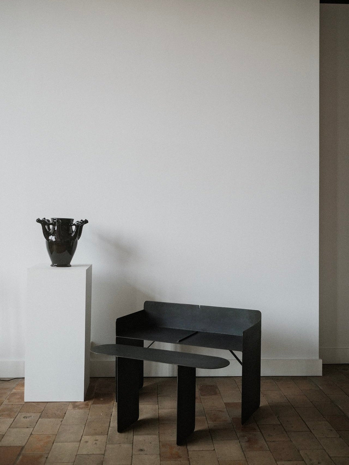 The Bench - Brutalist Bench in Steel — side angle
