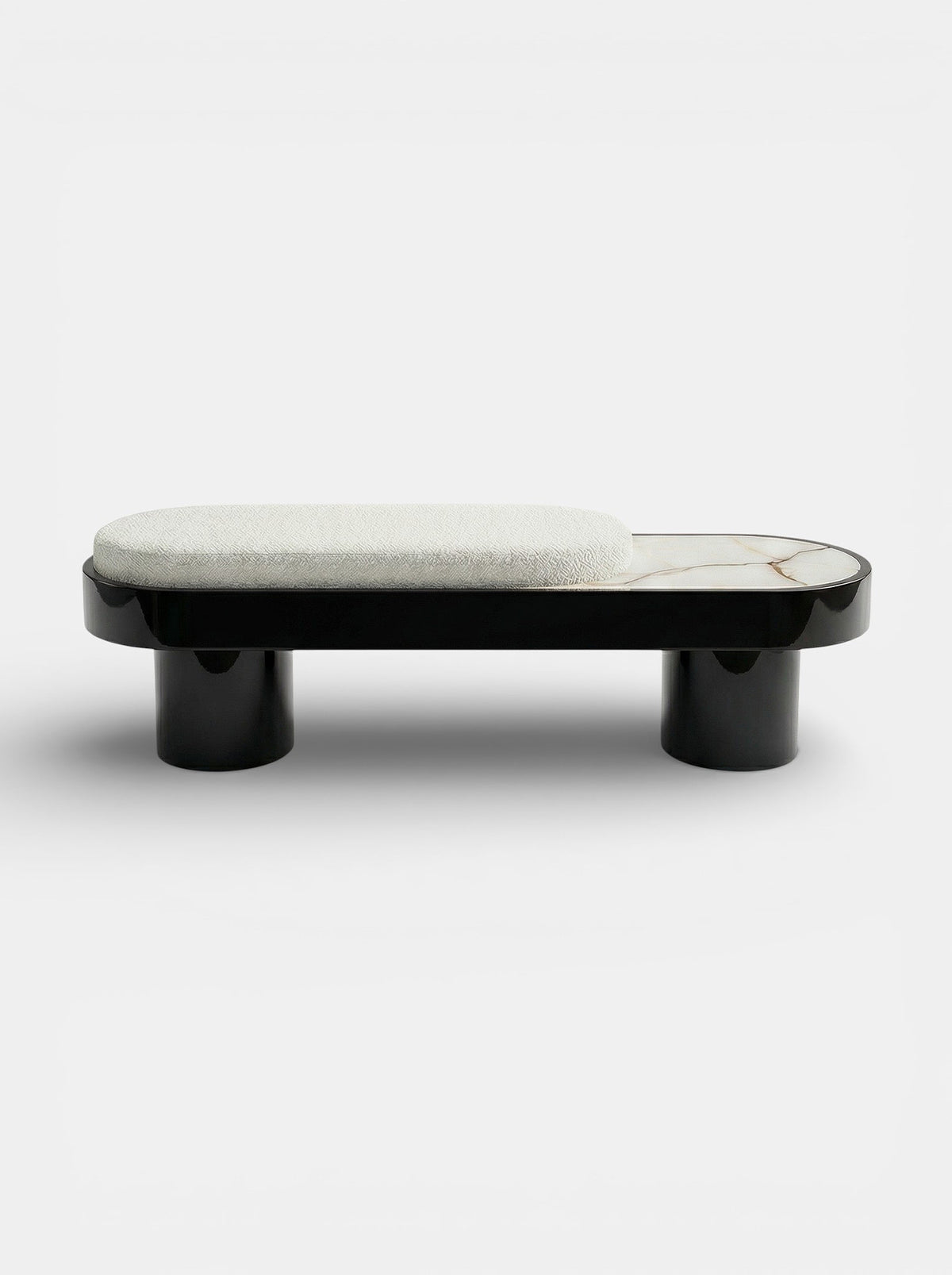 Noto Black Lacquered Wood With Shell Onyx Bench by Marbera | The Oblist