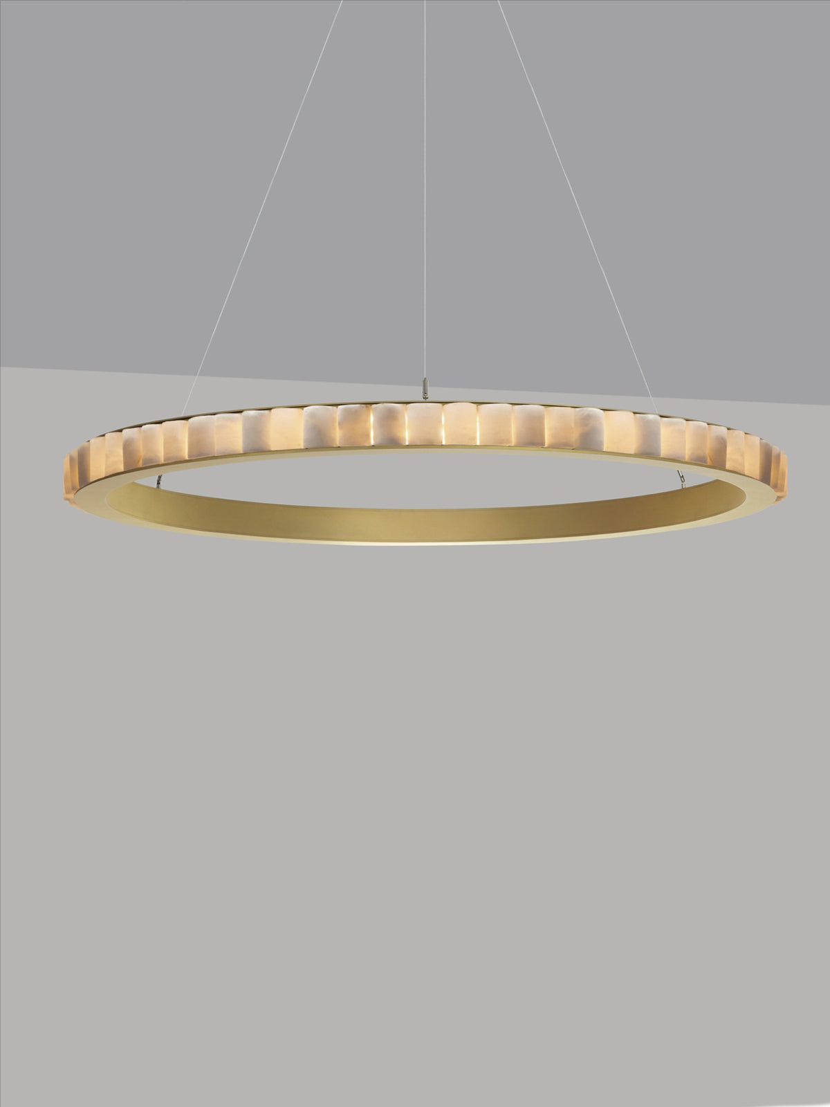 AVALON Chandelier Extra Large With Ceiling Rose — side angle showing gold finish and modern design