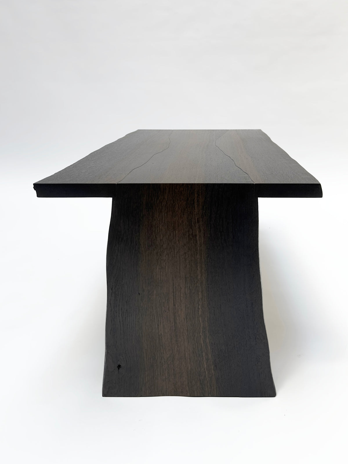 BO Coffee Table, 5500 Years Old Black Oak — top view showing dark wood grain