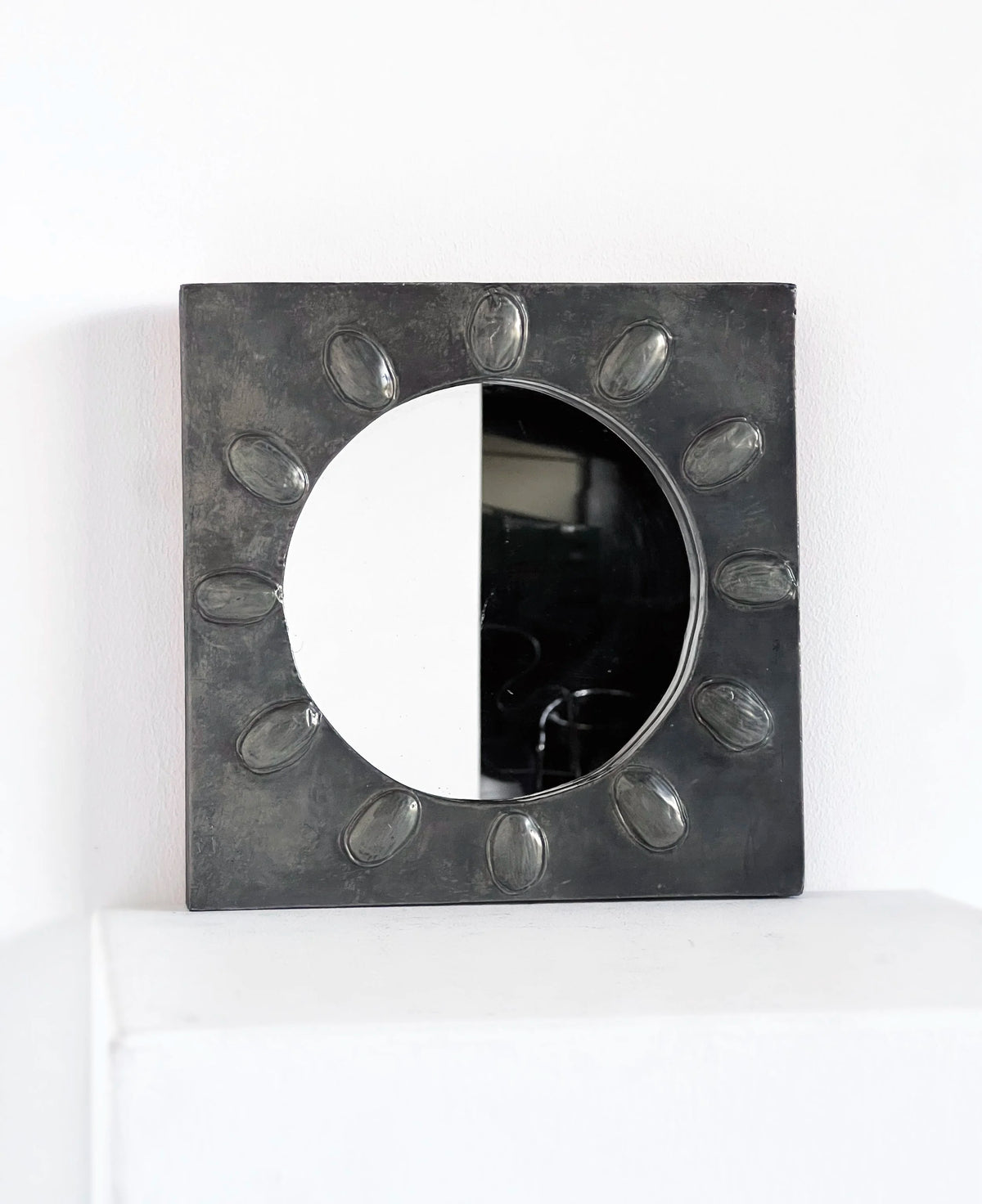 Square Pewter Relief Mirror by Porter Studio | The Oblist
