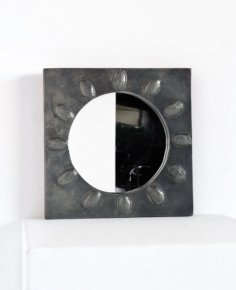 Square Pewter Relief Mirror by Porter Studio | The Oblist