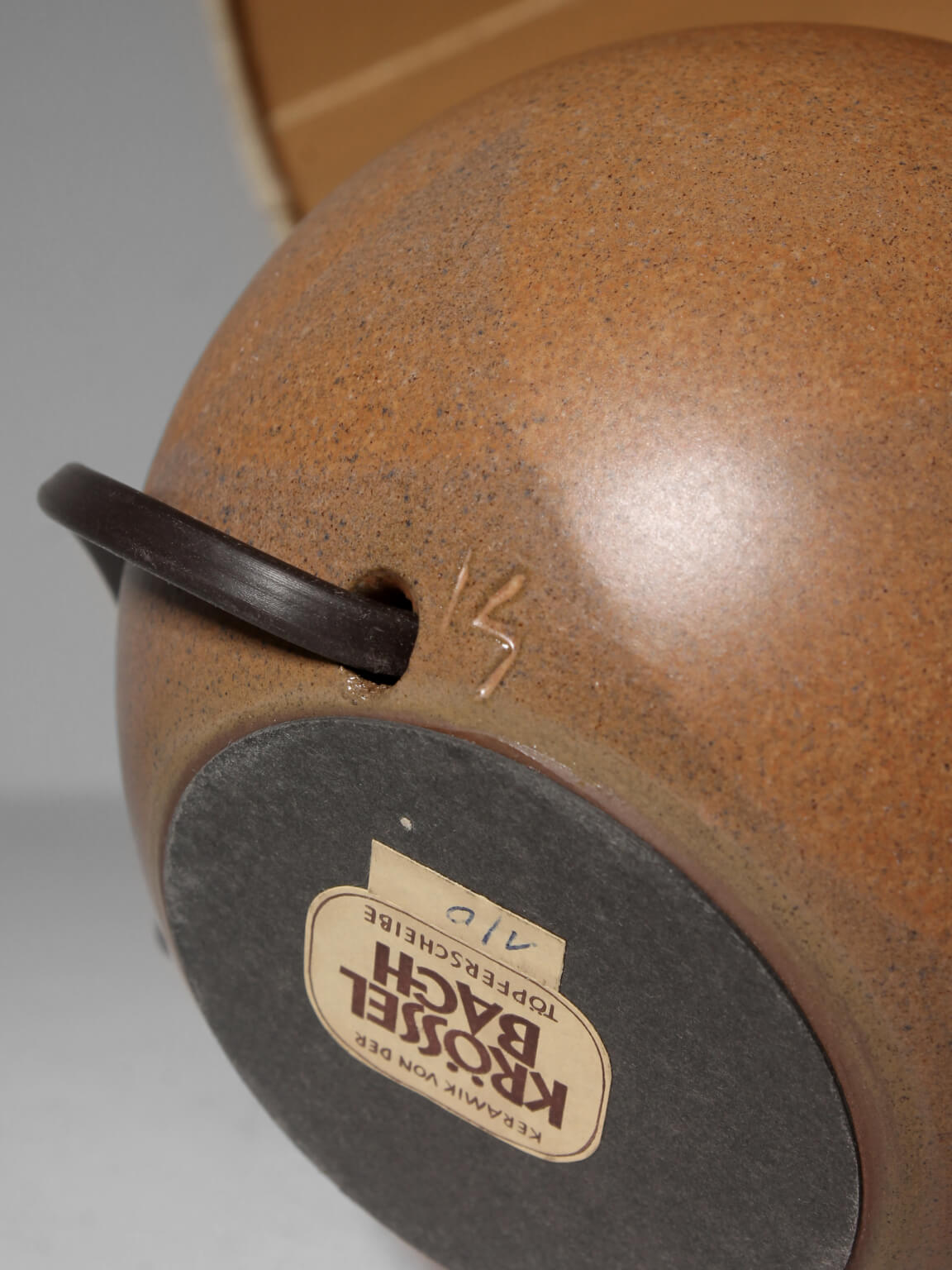 Mid-Century Mustard Sphere Ceramic Shade Lamp By Krösselbach — in context
