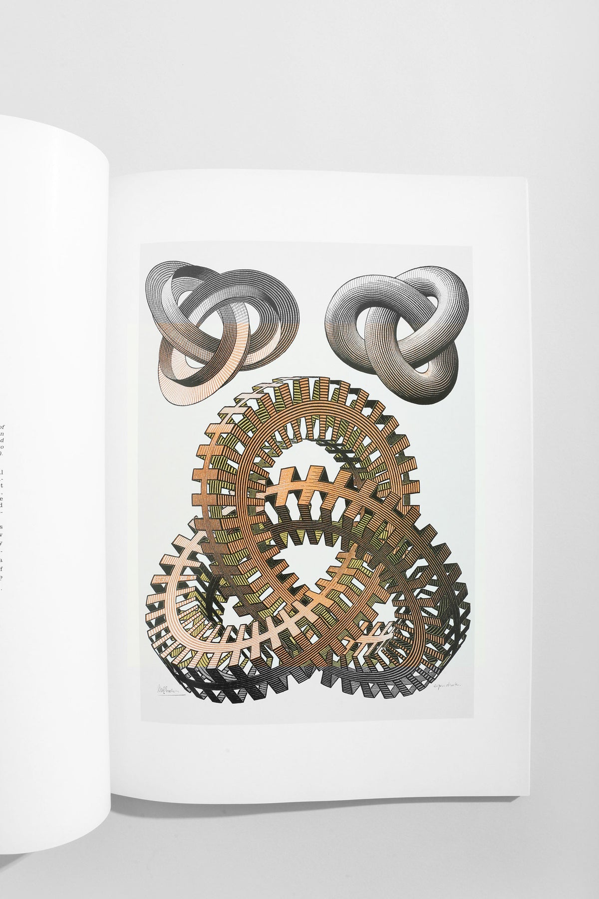 M.C. Escher Book — open page showing intricate geometric illustrations