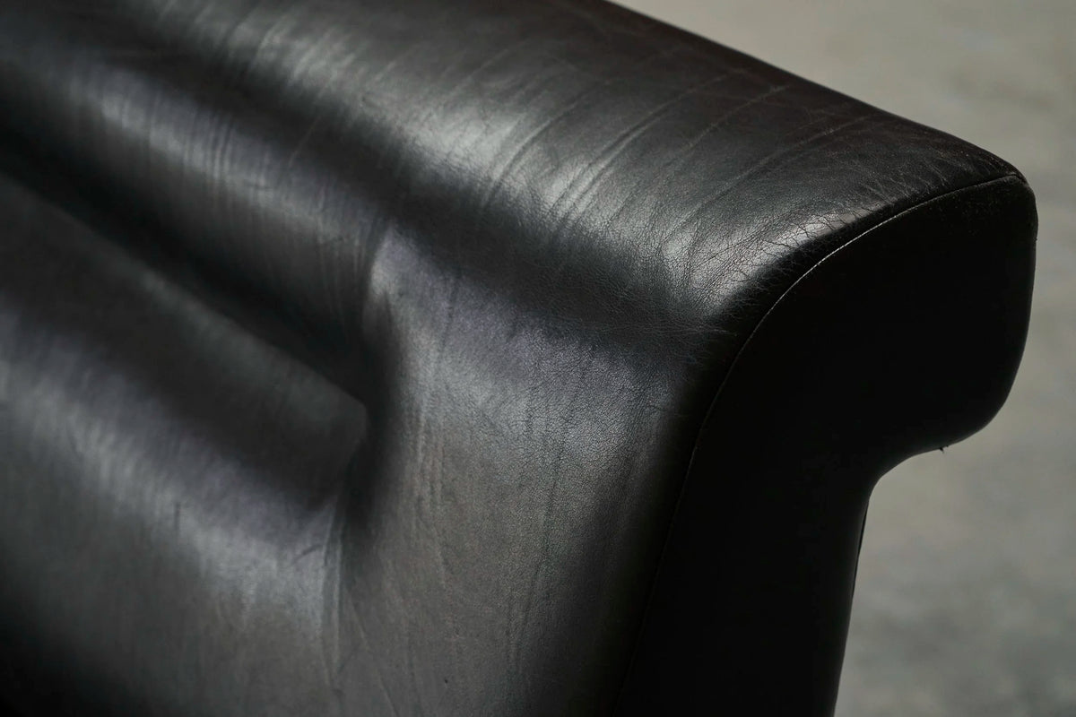 Martin Visser One-Off Boomerang Sofa in Solid Wengé and Black Leather — additional view