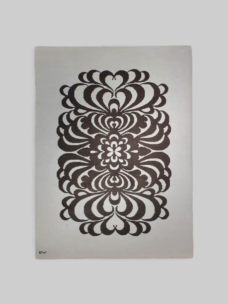 Berit Woelfer Mid-Century Graphic Double-Sided Wool Rug 160x240, Signed by Vintage Stories | The Oblist