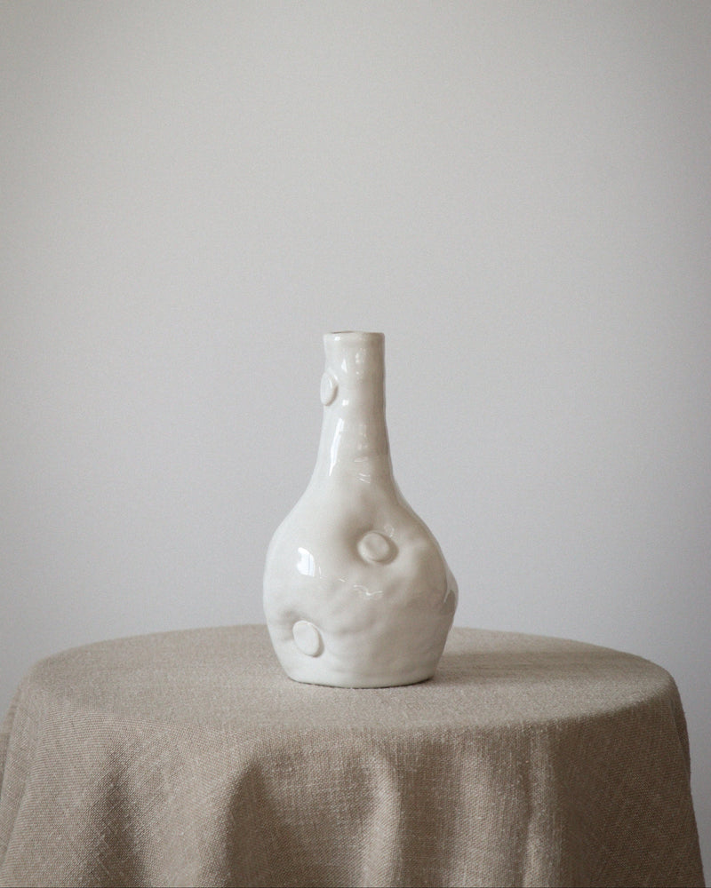 Soft Button White Stoneware Vase by Maitoinen Home | The Oblist