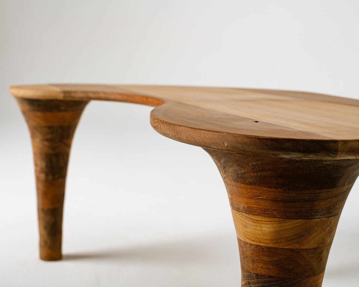 Organic Coffee Table — angled view highlighting curved wooden legs