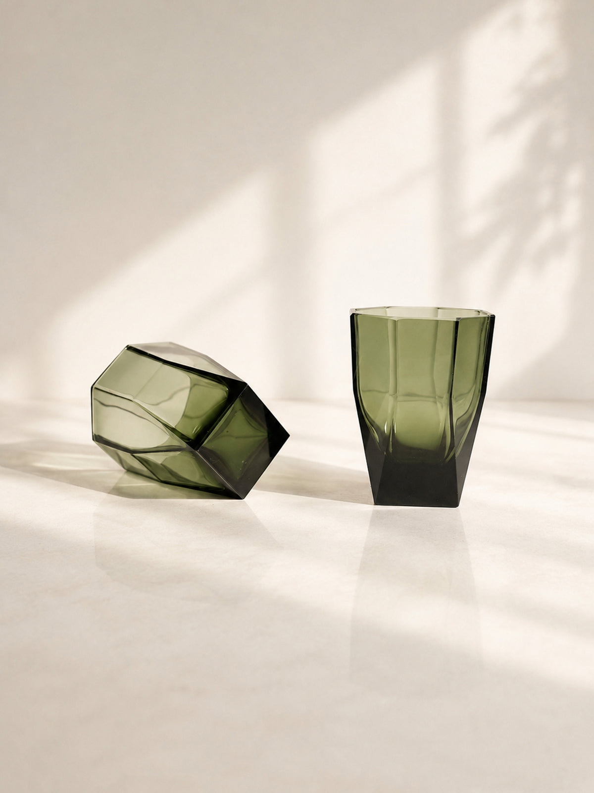 Moser Art Deco Prismatic Cut Glass Tumblers, Set of Six - 1930s — detail view