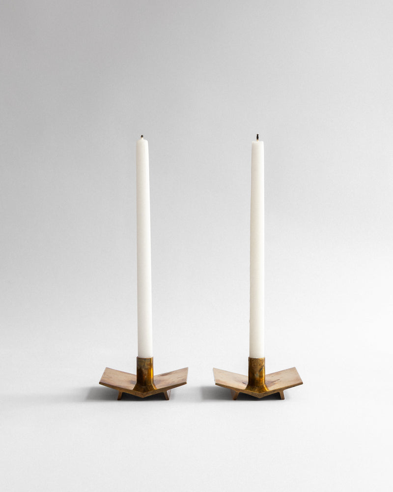Mid-Century Brass Candlesticks by Pierre Forsell, Sweden, 1960s by Spigel | The Oblist