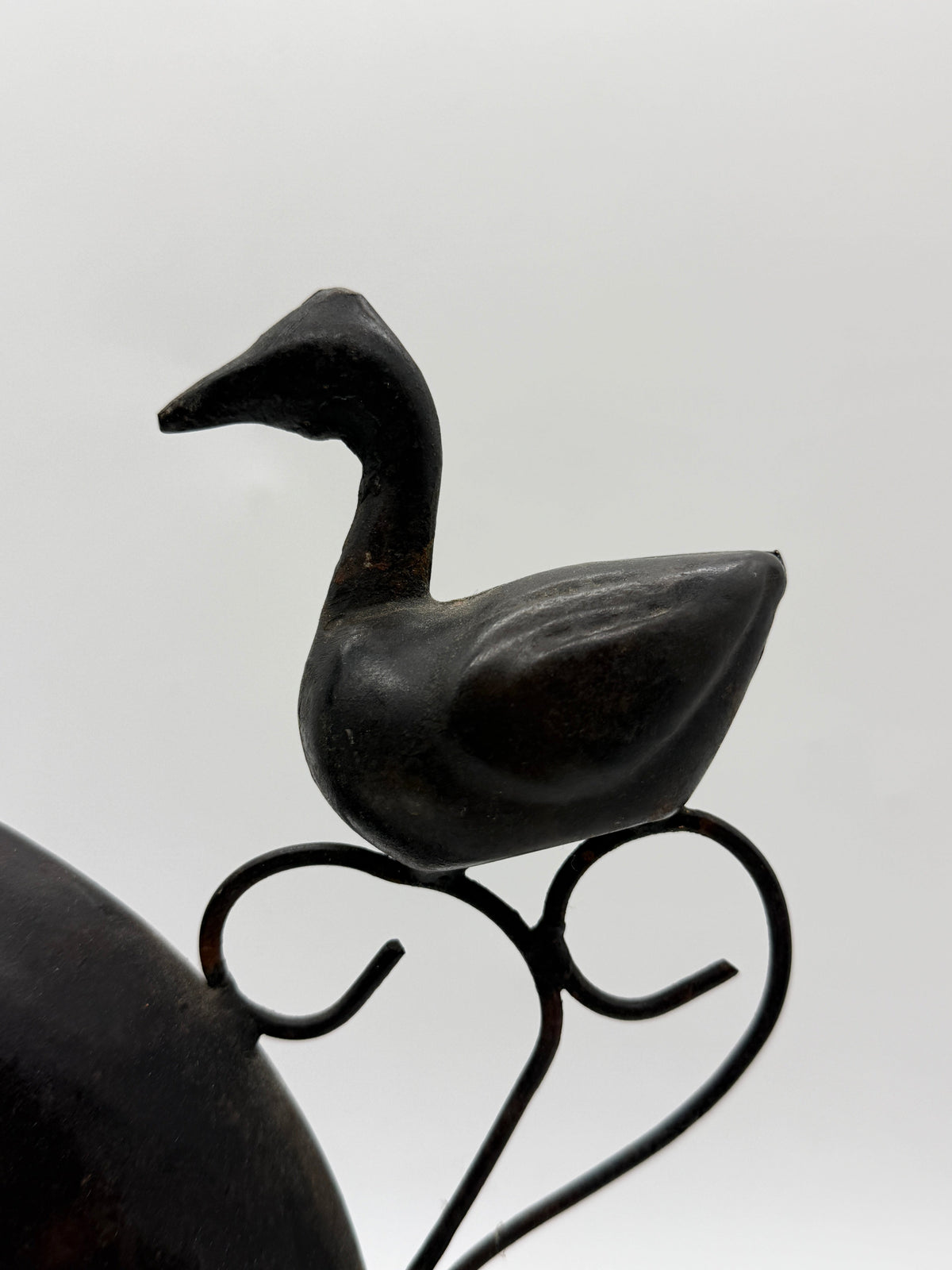 Bird-Motif Wrought Metal Vase, Handcrafted, 1960s — in context