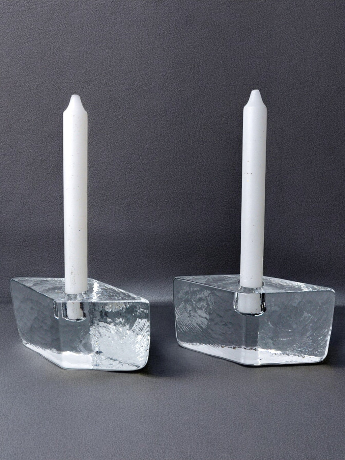 Pair of icicle candlesticks, Murano glass, Italy, 1970 — lifestyle setting