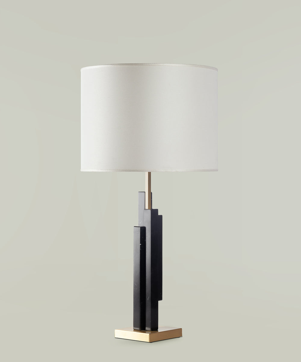 "SKYLINE "Table Lamp in black marble and satin brass by MATLIGHT Milano | The Oblist