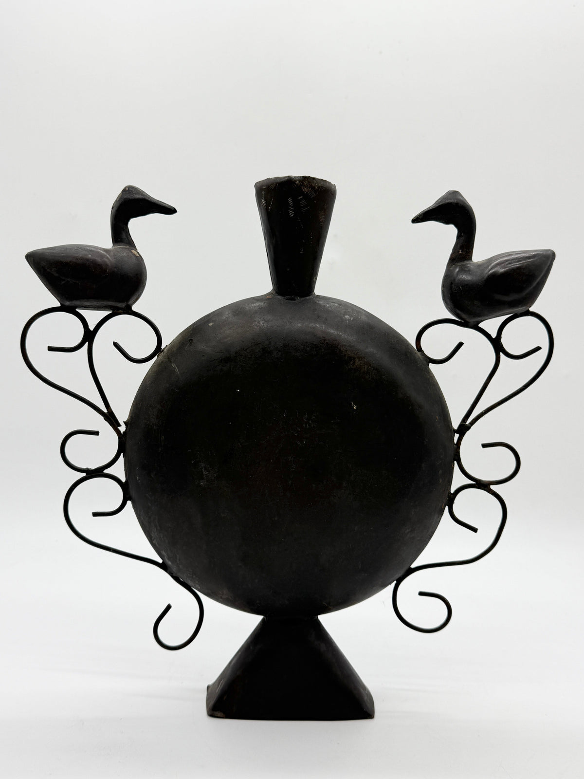 Bird-Motif Wrought Metal Vase, Handcrafted, 1960s by Ultra Galerie | The Oblist