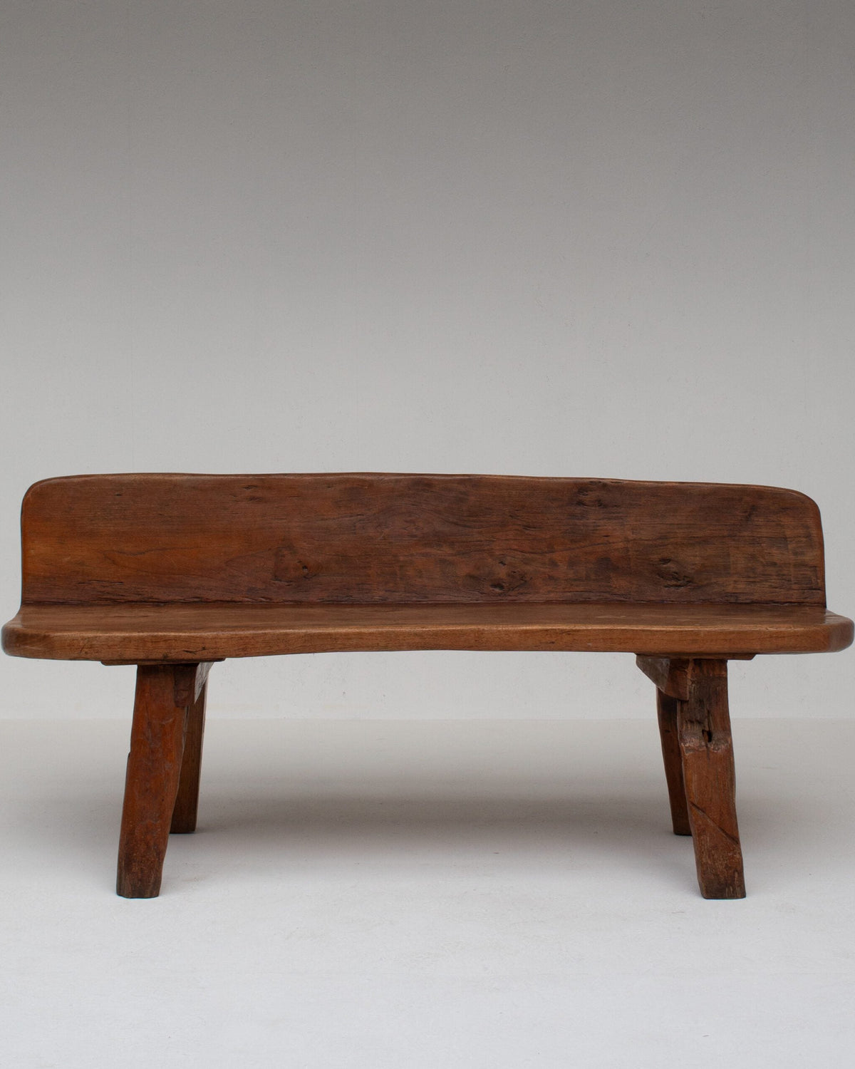 Rustic Wooden Bench — front view of handcrafted wooden seat