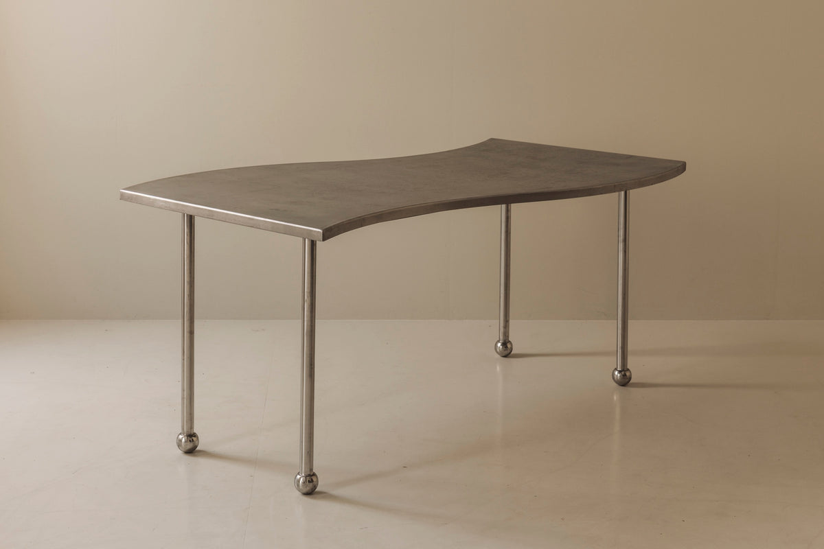 Postmodern Steel Free-Form Dining Table, France 1980s — view 10