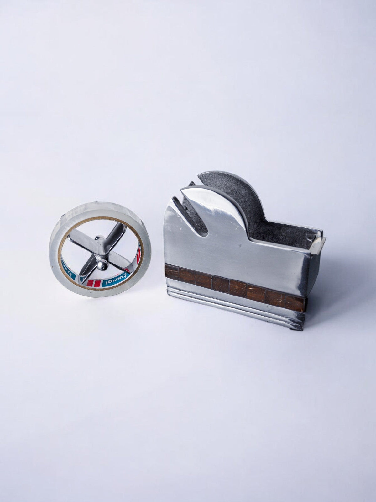 Tape Dispenser in Aluminum and Stone, Italy, 1980s — lifestyle setting