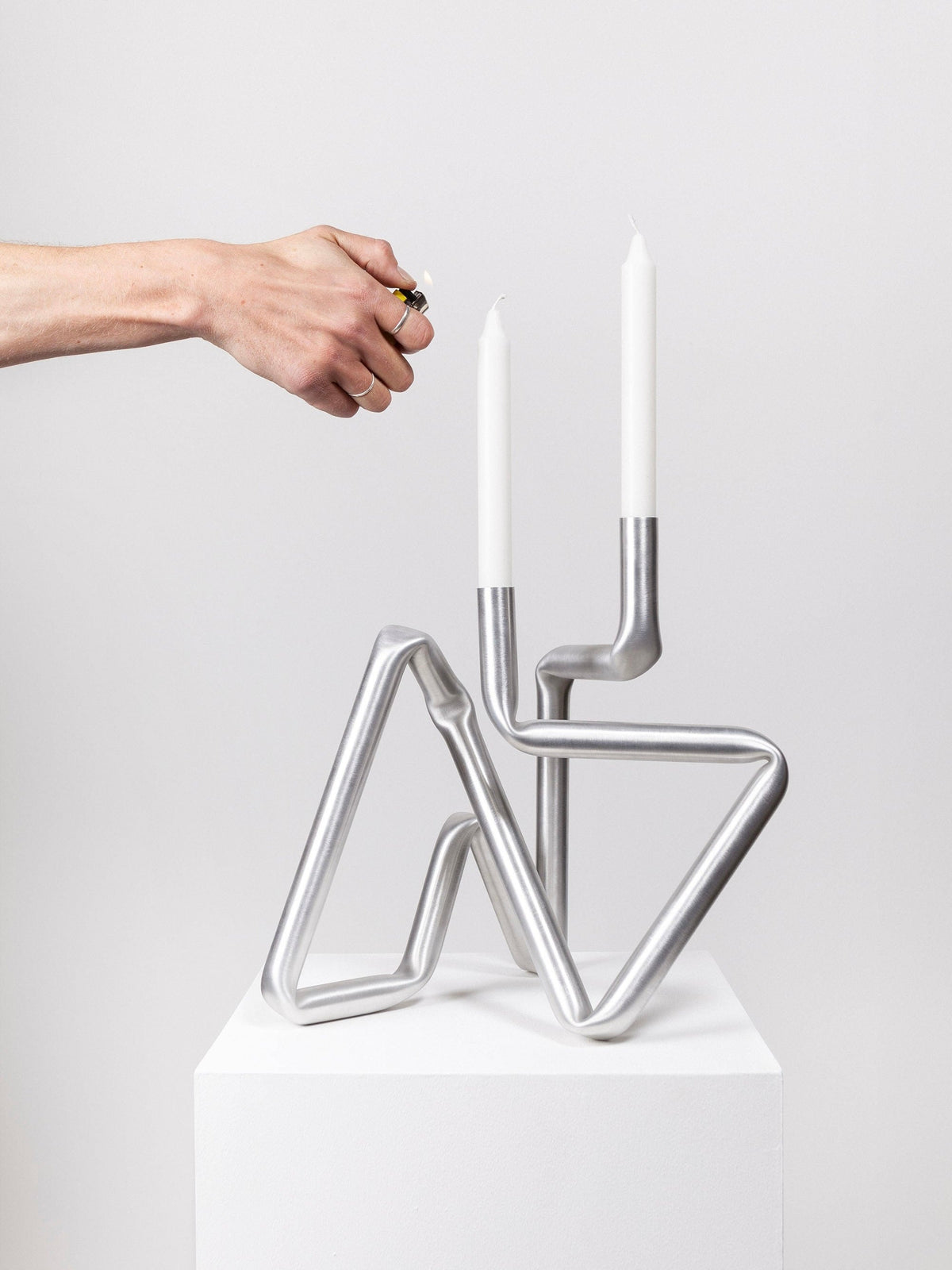 Bucati Candle Holder (brushed aluminium) — additional view