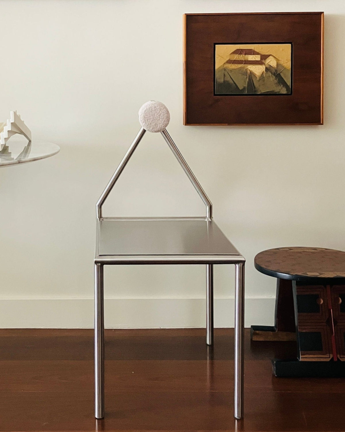 'H01' Stainless Steel Chair — detail view
