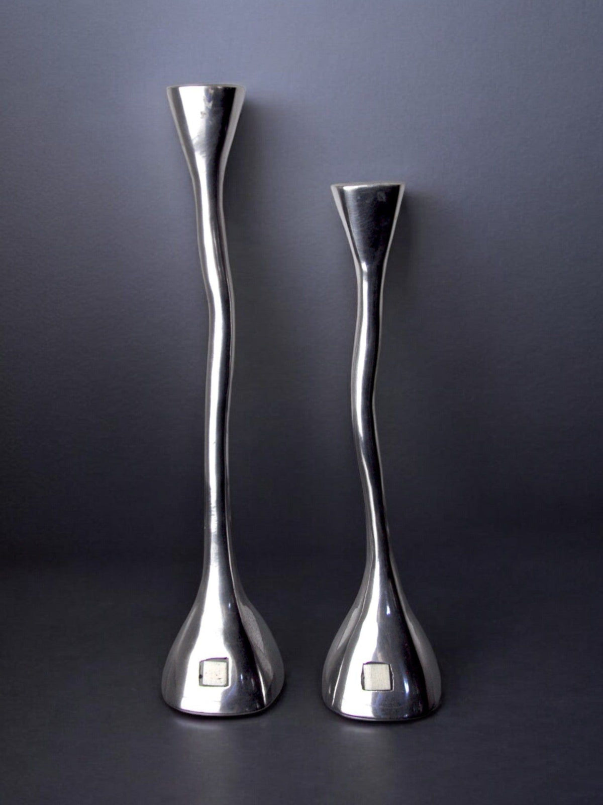Pair of Candleholders by Malamar Studio | The Oblist — polished metal finish