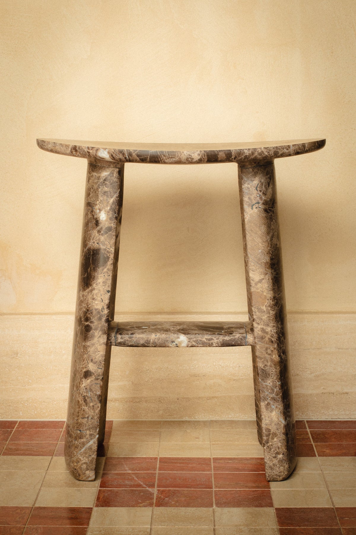 Marble LEIRIA stool — side angle