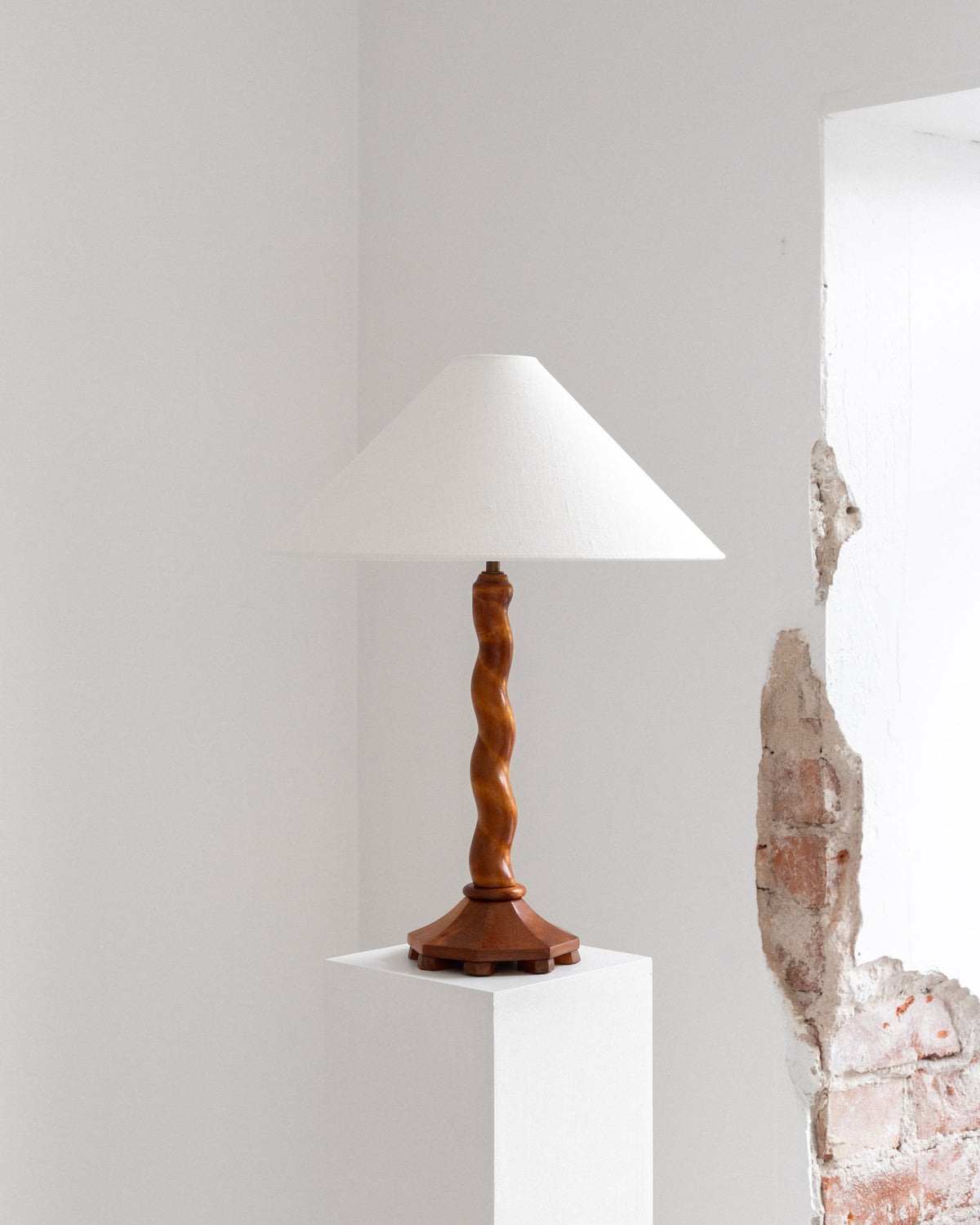 Hand-Carved Swedish Table Lamp, 1943 — lifestyle setting