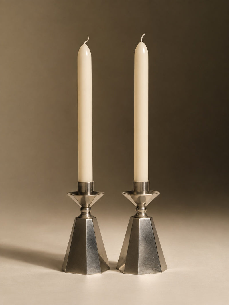Pair of GAB Tenn Faceted Pewter Candlesticks | Sweden 1960 by Trove Paris | The Oblist