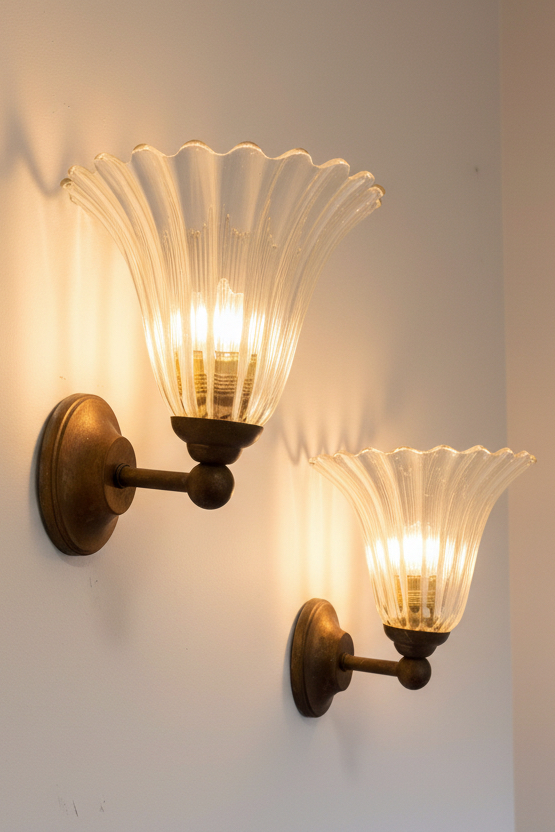 Pair of Mid-Century Italian Murano Wall Lights — detail view