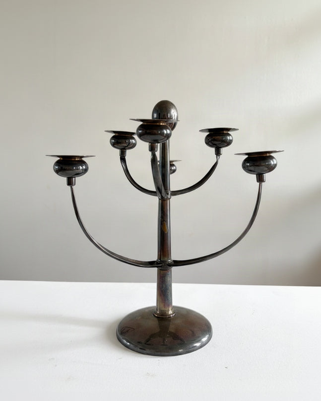 Silver-Plated Candelabra, attributed to Gustav Beran, Austria, 1960s — detail view