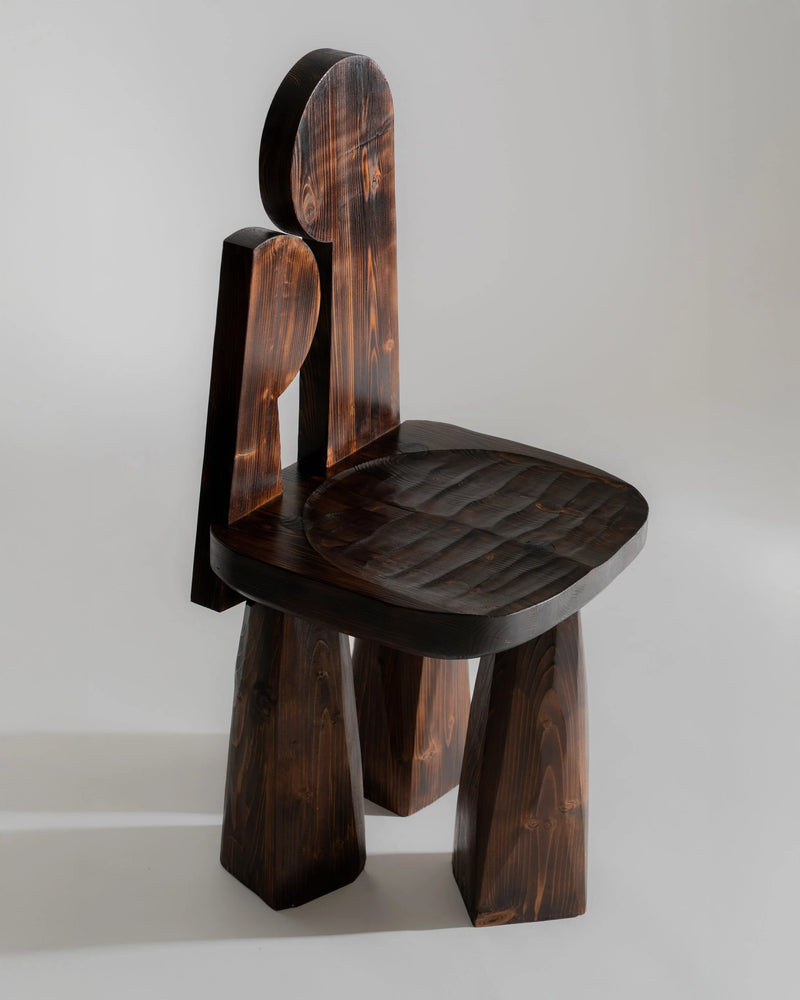 Speaking Chair in hand carved nordic fir wood by Otra Objects | The Oblist
