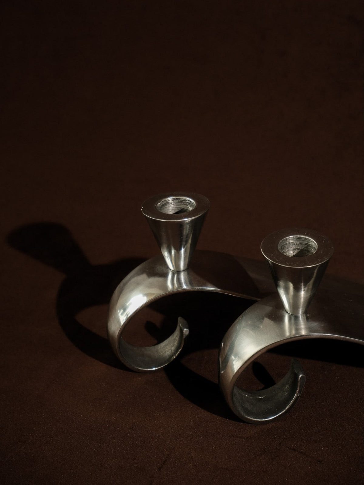 Set of 2 Comma Candlesticks, Attributed to Matthew Hilton — detail view