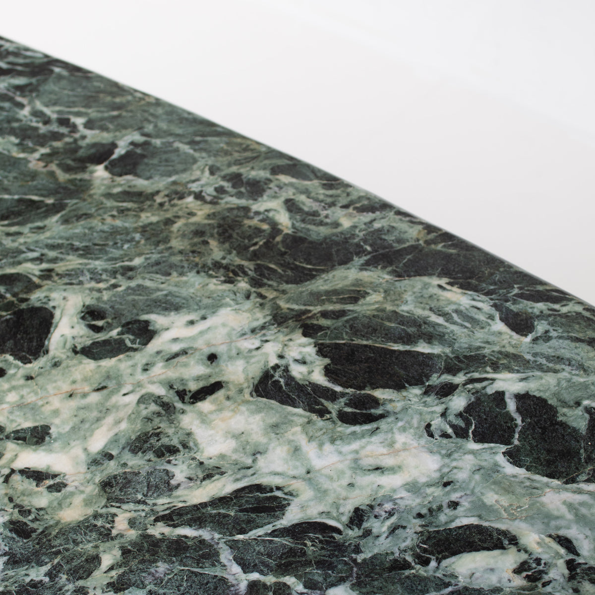 Mid Century Italian Side Table/Console with Green Marble Top — close-up