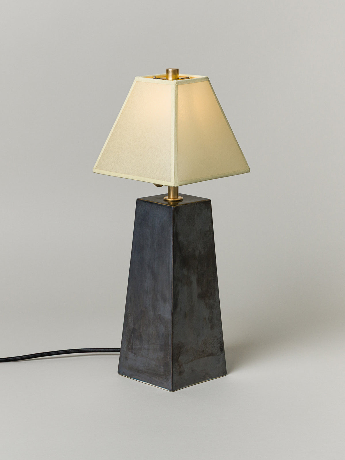 Osen Table Lamp Tall, Graphite / Faint Green Shade — side angle