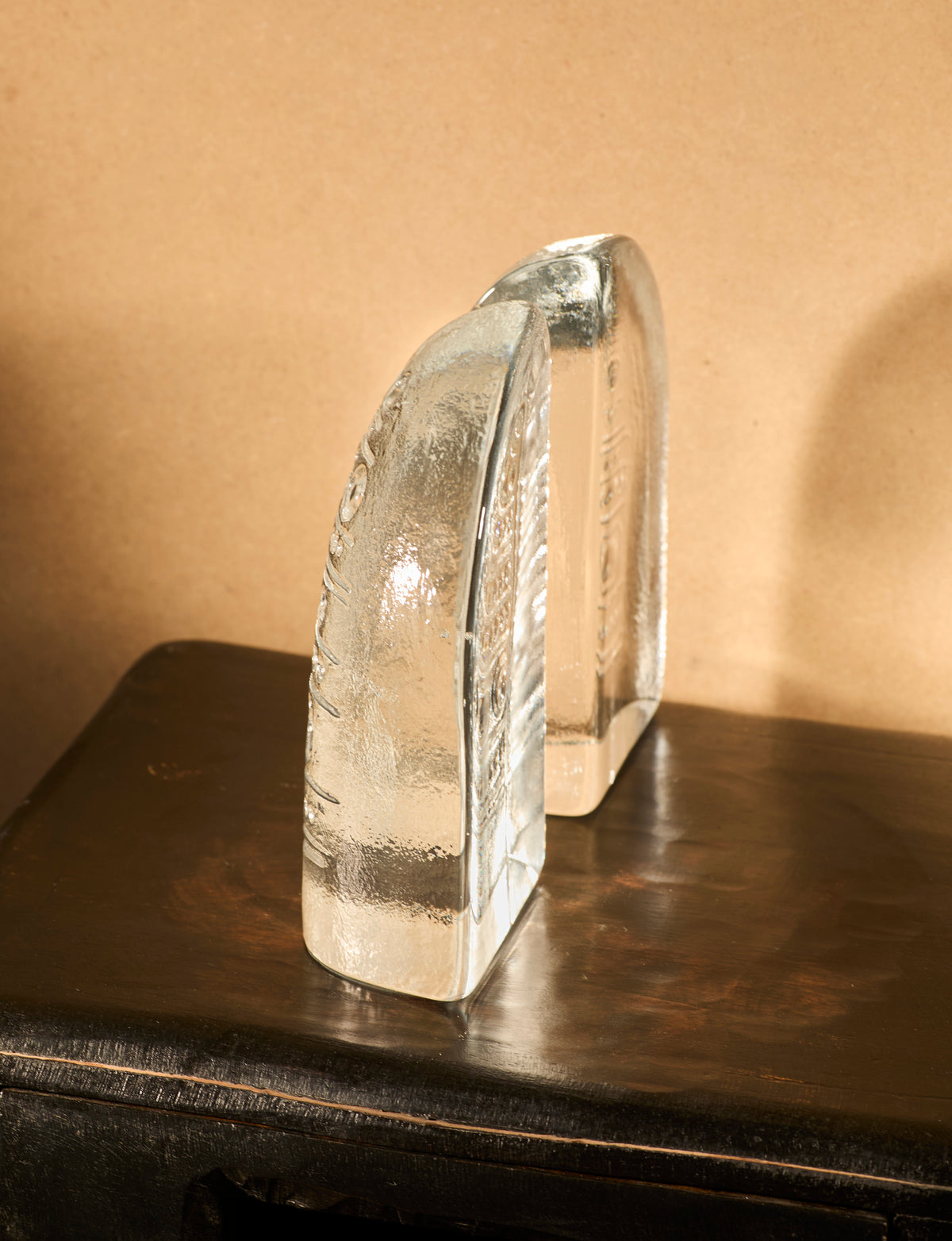 Vintage Bookends in Glass - Vintage Clear Collection — close-up of clear glass texture