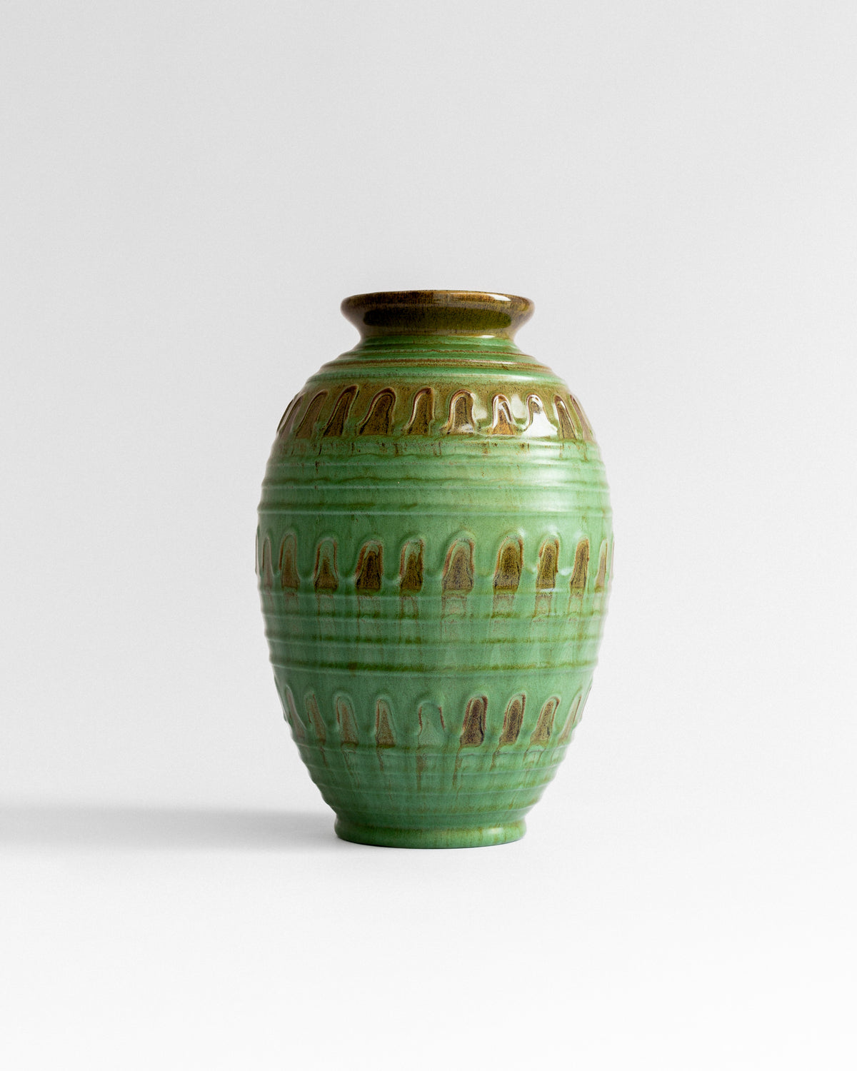 Green Glazed Relief Vase by Erik Mornils, 1930s-40s by Spigel | The Oblist