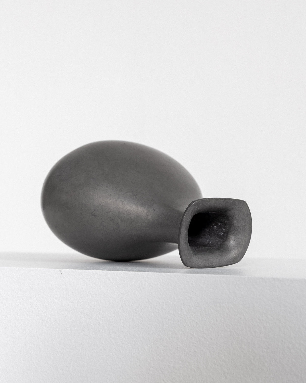 Dark pewter modernist vase with removable stopper, minimalist design