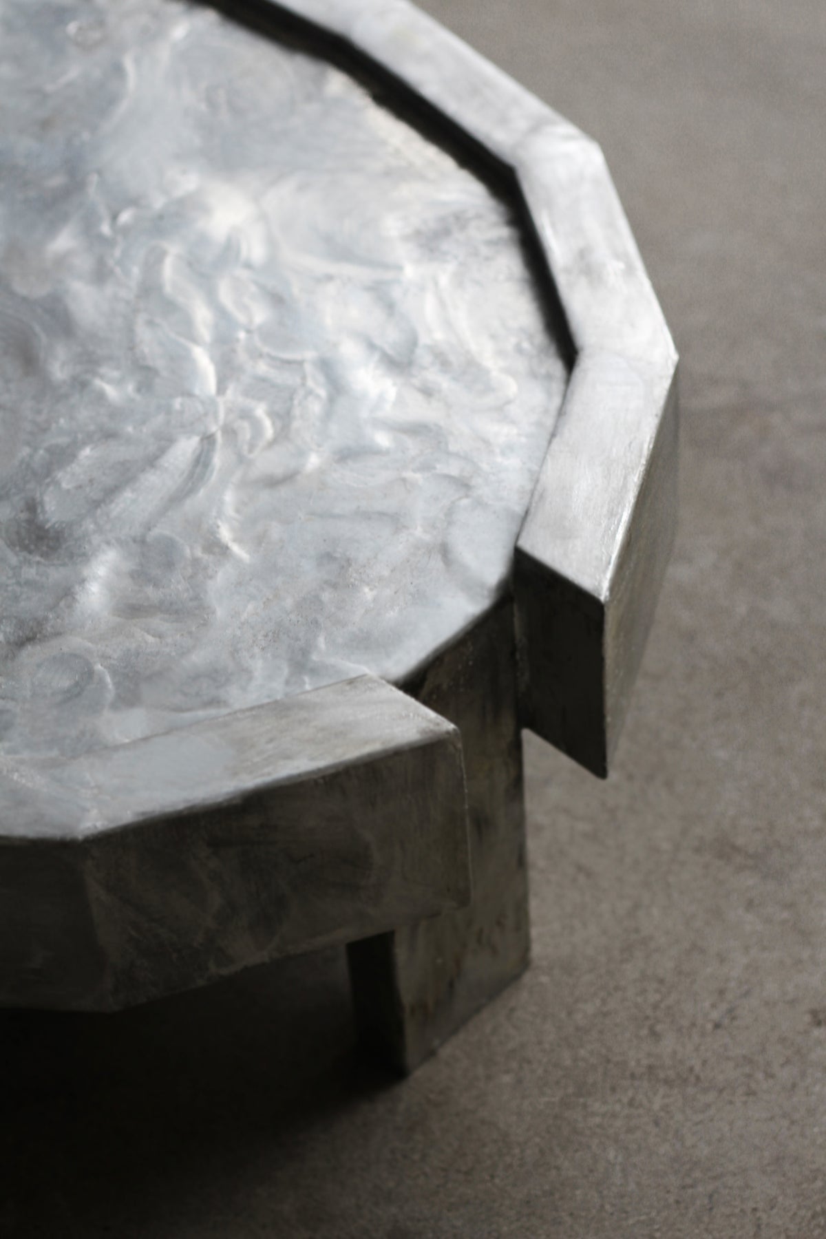 Splav Tin Table (bigger) — close-up of textured tin surface