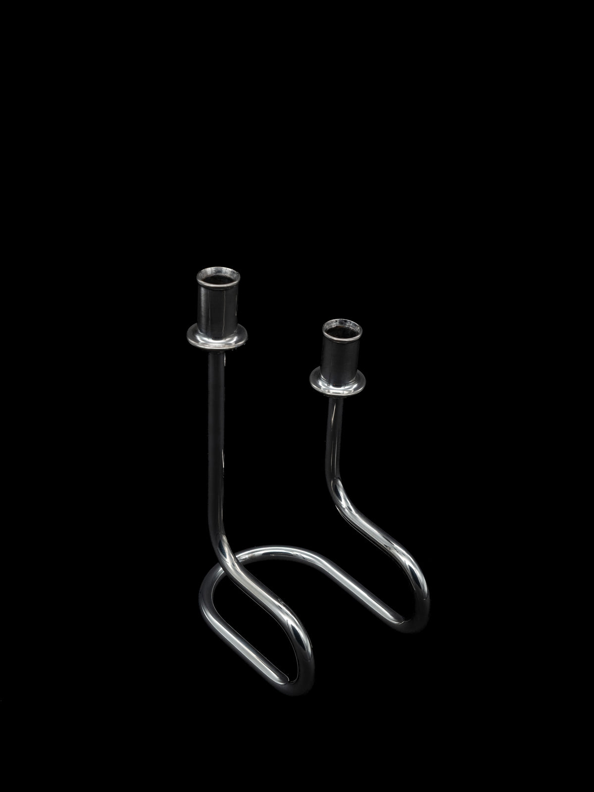 Continuous Loop Candle Holder, Italy, c. 1950s — top view of polished metal design