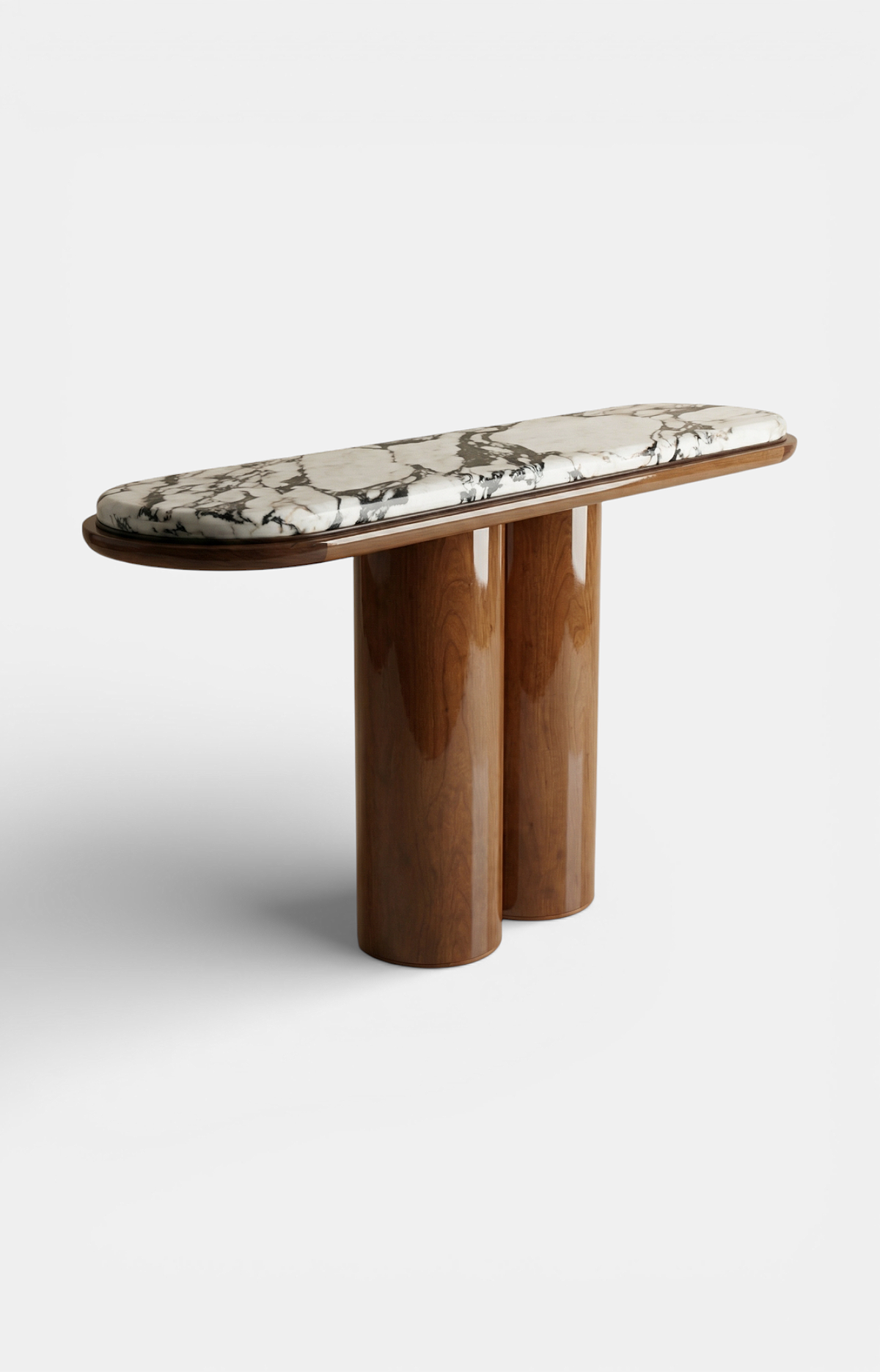Ida Wood And Calacatta Viola Marble Console — detail view