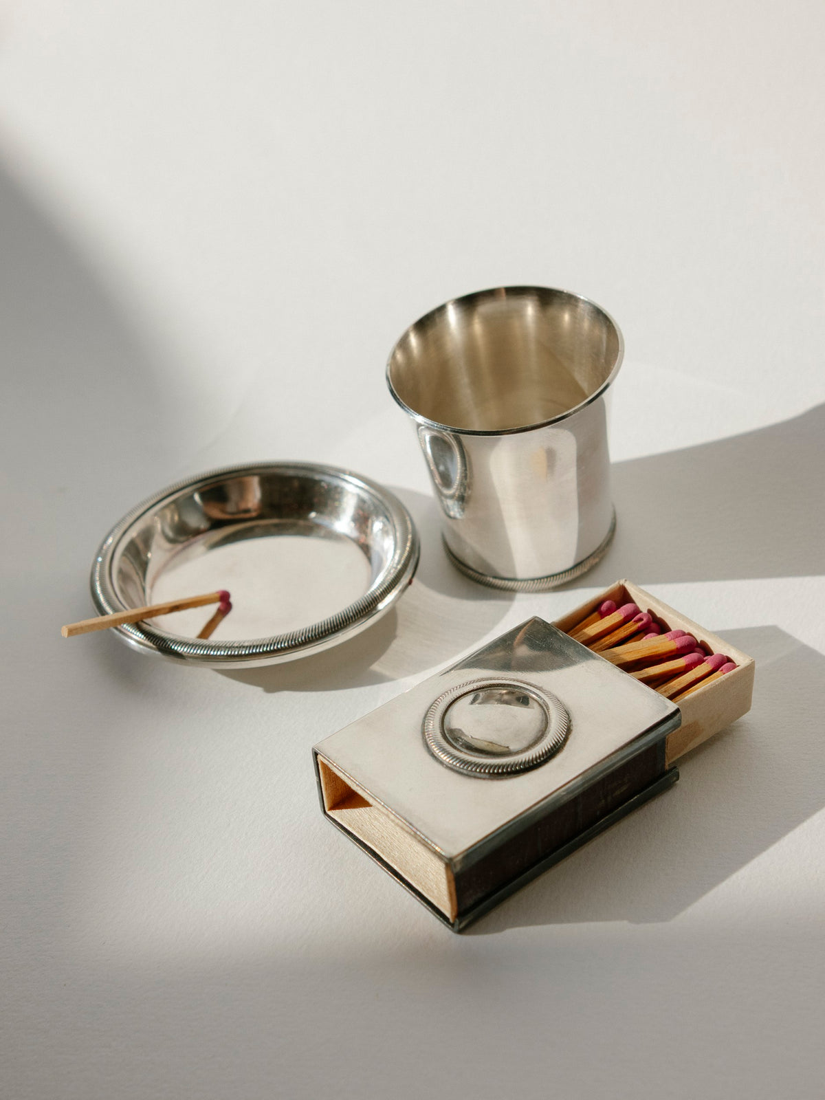 Ravinet d’Enfert Art Deco Smoking Set in Original Box | France - c. 1950s — side angle